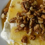 slab of Greek yoghurt with honey and walnuts