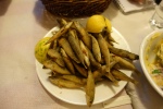 Greek whole fried fish on a plate