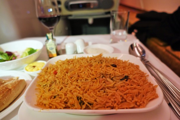 plate of rice and spices Emirate A380