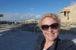Jo Karnaghan in sunglasses in Athens at the Acropolis